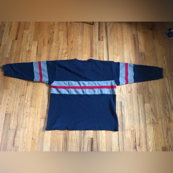 Vintage 90s JCPenny Olympic blue 1/4 Button Up Mens Large - Picture 2 of 3